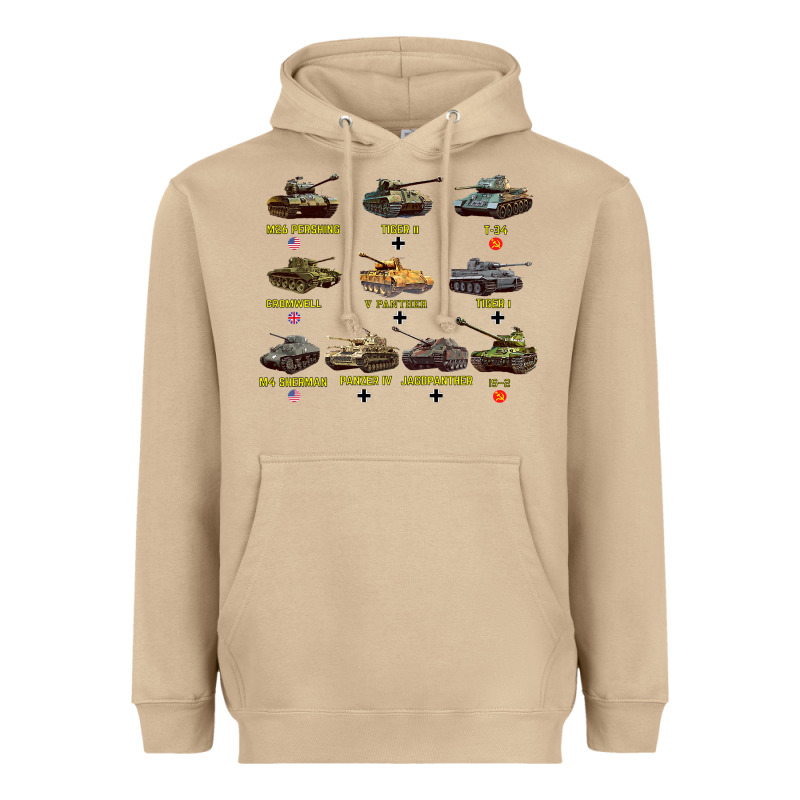 Top Ten Best Ww2 Tanks M4 Sherman Panzer Iv Tiger Ii T34 Heavyweight Hoodie by longCreatives | Teevron