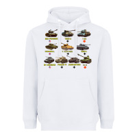 White Top Ten Best WW2 Tanks M4 Sherman Panzer IV Tiger II T34 Heavyweight Hoodie - longCreatives