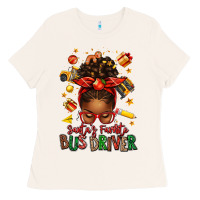 Bone santas favorite school bus driver afro messy bun Ladies Tee - texasbilliewilder