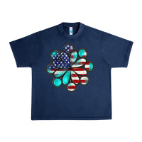 Navy American flag turquoise gemstone 4th of july Urban Heavy Tee - CowGirlArtShop