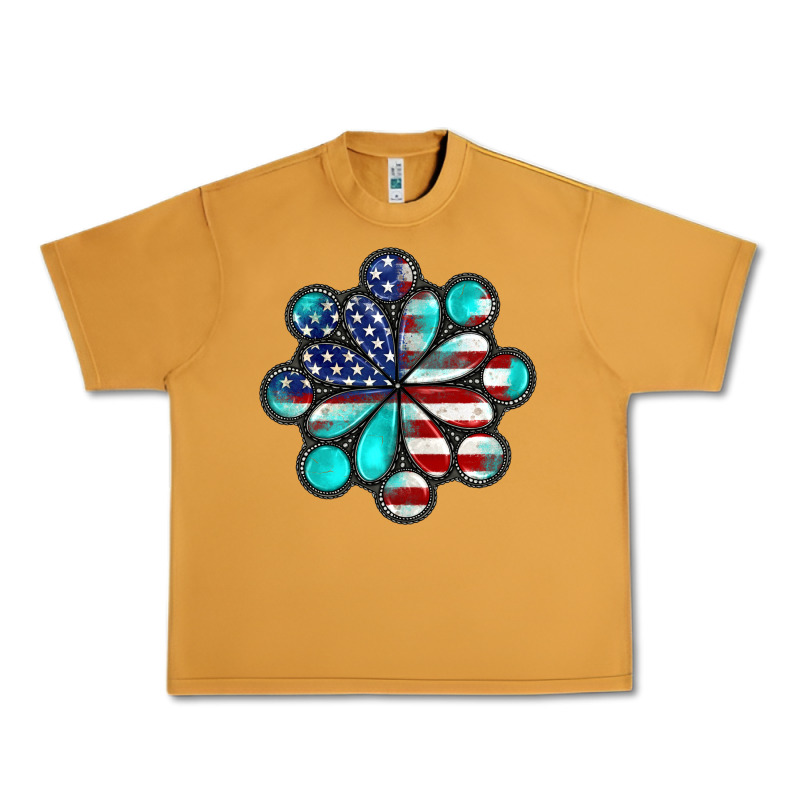 American Flag Turquoise Gemstone 4th Of July Urban Heavy Tee by CowGirlArtShop | Teevron