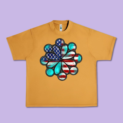 American Flag Turquoise Gemstone 4th Of July Urban Heavy Tee Designed By Cowgirlartshop