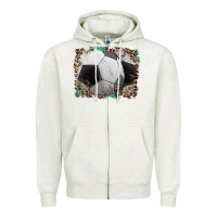 Oatmeal Heather sports soccer background Zipper Hoodie - Artiststas