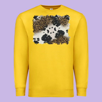 Black And White Cowhide Background Premium Sweatshirt Designed By Barkaloodesign