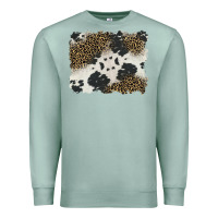 Seafoam black and white cowhide background Premium Sweatshirt - BarkalooDesign
