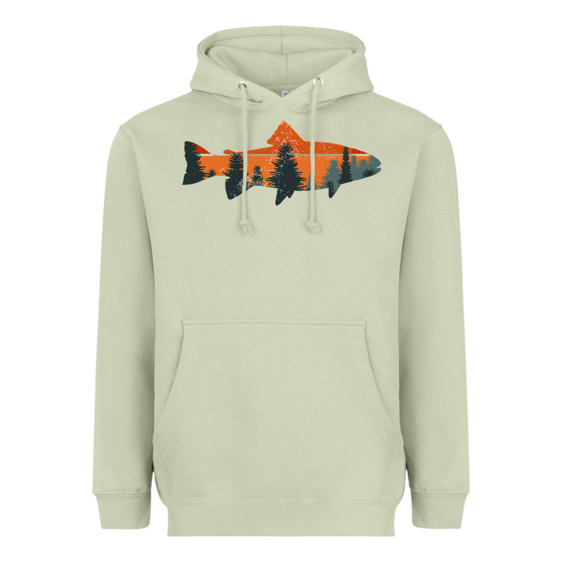Trout Fly Fishing Nature Outdoor Fisherman Gift Heavyweight Hoodie by longCreatives | Teevron