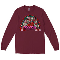 Burgundy Skull Xoxo rainbow Valentine's Day Long Sleeve Tee - FaDigitalArtStudio