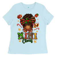 Baby Blue mimi claus afro messy bun Ladies Tee - texasbilliewilder
