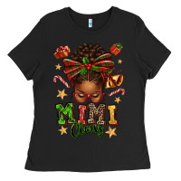 Black mimi claus afro messy bun Ladies Tee - texasbilliewilder
