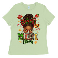 Matcha mimi claus afro messy bun Ladies Tee - texasbilliewilder