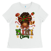 White mimi claus afro messy bun Ladies Tee - texasbilliewilder