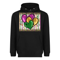 Black mardi gras heart Heavyweight Hoodie - BarkalooDesign