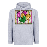 Heather Grey mardi gras heart Heavyweight Hoodie - BarkalooDesign