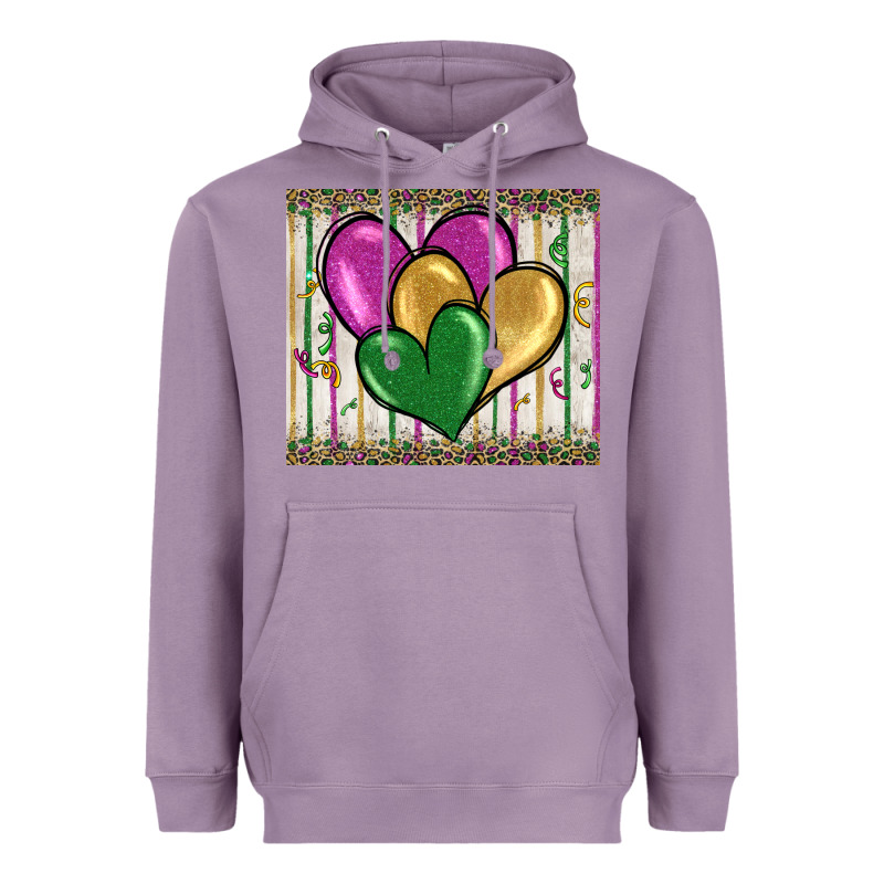 Mardi Gras Heart Heavyweight Hoodie by BarkalooDesign | Teevron