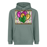 Sage mardi gras heart Heavyweight Hoodie - BarkalooDesign