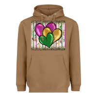 Toasted Coconut mardi gras heart Heavyweight Hoodie - BarkalooDesign