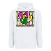 White mardi gras heart Heavyweight Hoodie - BarkalooDesign