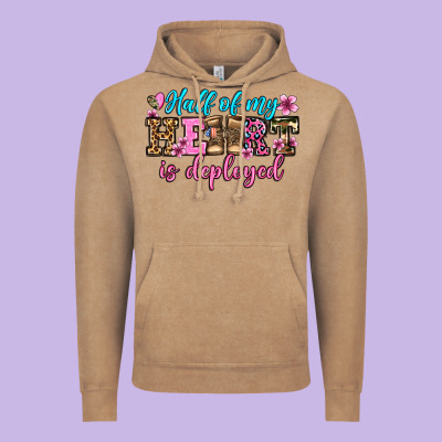 Half Of My Haert Is Deployed Olivia Vintage Hoodie Designed By Oliviacreatesart