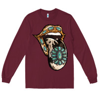 Burgundy Turquoise Gemstone Leopard Cowhide Tongue Long Sleeve Tee - Jasminsmagicworld