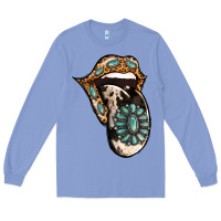 Colony Blue Turquoise Gemstone Leopard Cowhide Tongue Long Sleeve Tee - Jasminsmagicworld