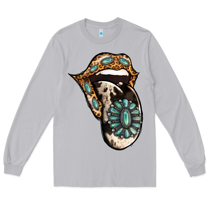 Turquoise Gemstone Leopard Cowhide Tongue Long Sleeve Tee by Jasminsmagicworld | Teevron