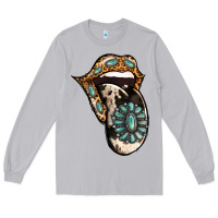 Moon Dust Turquoise Gemstone Leopard Cowhide Tongue Long Sleeve Tee - Jasminsmagicworld