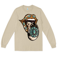 Mushroom Turquoise Gemstone Leopard Cowhide Tongue Long Sleeve Tee - Jasminsmagicworld