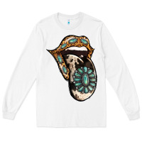 White Turquoise Gemstone Leopard Cowhide Tongue Long Sleeve Tee - Jasminsmagicworld
