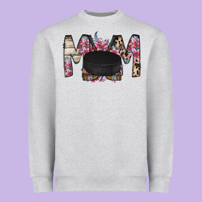 Mom Hockey Flower Heavyweight Sweatshirt Designed By Racoondesign