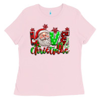 Bubblegum Pink love christmas santa Ladies Tee - texasbilliewilder