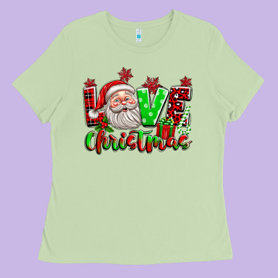 Love Christmas Santa Ladies Tee Designed By Texasbilliewilder