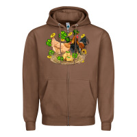 Chestnut st patricks day farm chicken rooster chick  shamrock gold Zipper Hoodie - Artiststas
