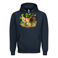 Navy st patricks day farm chicken rooster chick  shamrock gold Zipper Hoodie - Artiststas