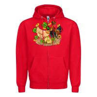Red st patricks day farm chicken rooster chick  shamrock gold Zipper Hoodie - Artiststas