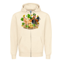 Sandshell st patricks day farm chicken rooster chick  shamrock gold Zipper Hoodie - Artiststas