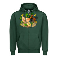 Sports Green st patricks day farm chicken rooster chick  shamrock gold Zipper Hoodie - Artiststas