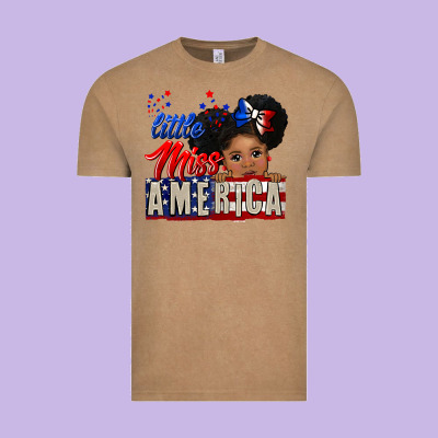 Little Miss America Black Girl Peekaboo Vintage Tee Designed By Cowgirlartshop
