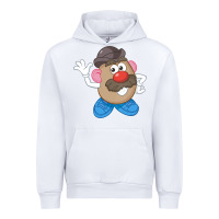 White Womens Mr. Potato Head Simple Portrait Urban Hoodie - longCreatives
