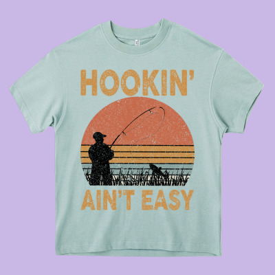 Hookin Ain T Easy Fishing Heavy Core Tee Designed By Bettercallsaul