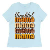 Baby Blue Thankful mama Ladies Tee - NancyCooperArtShop