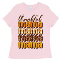 Bubblegum Pink Thankful mama Ladies Tee - NancyCooperArtShop