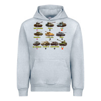 Heather Grey Top Ten Best WW2 Tanks M4 Sherman Panzer IV Tiger II T34 Urban Hoodie - longCreatives