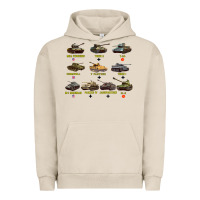 Pigment French Oak Top Ten Best WW2 Tanks M4 Sherman Panzer IV Tiger II T34 Urban Hoodie - longCreatives