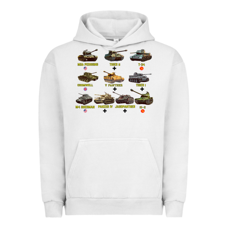 Top Ten Best Ww2 Tanks M4 Sherman Panzer Iv Tiger Ii T34 Urban Hoodie by longCreatives | Teevron