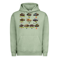 Pigment Oil Green Top Ten Best WW2 Tanks M4 Sherman Panzer IV Tiger II T34 Urban Hoodie - longCreatives