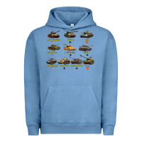 Pigment Pebble Blue Top Ten Best WW2 Tanks M4 Sherman Panzer IV Tiger II T34 Urban Hoodie - longCreatives