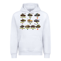 White Top Ten Best WW2 Tanks M4 Sherman Panzer IV Tiger II T34 Urban Hoodie - longCreatives