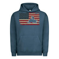 Pigment Midnight Navy Snowmobile USA Flag Snow Sled Patriotic Snowmobiling Gift Urban Hoodie - longCreatives