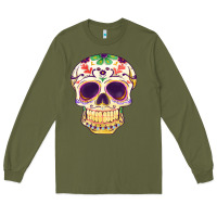 Army Green Cinco de mayo skull Long Sleeve Tee - FaDigitalArtStudio
