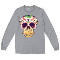 Heather Grey Cinco de mayo skull Long Sleeve Tee - FaDigitalArtStudio